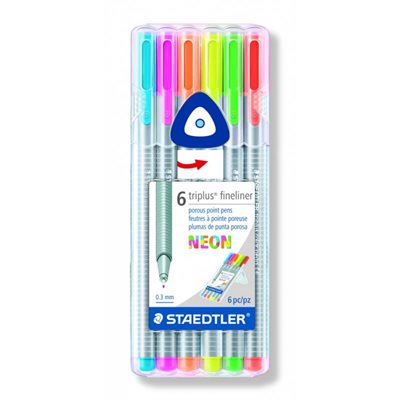 Set of 6 porous point neon pens