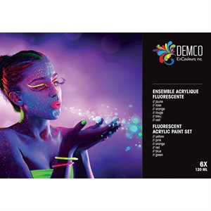 DE acrylique Demco ens.6x120ml fluo