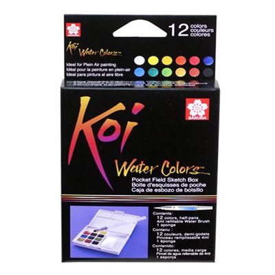 Watercolour KOI Pocket Field Sketch Box 12 colors