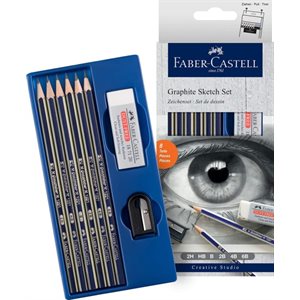 Set of graphite pencils with accessories