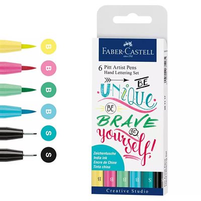 Set of 6 calligraphy pens of pastel hues