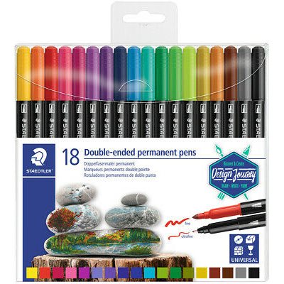 Set of 18 double-ended permanent pens