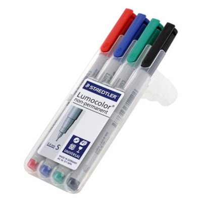 Set of 4 non-permanent 0.4mm lumocolor markers