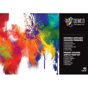 Ensemble d'acrylique Demco 6x120ml couleurs primaires