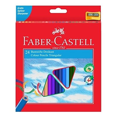 Ensemble 24 crayons couleurs triangle avec aiguisoir
